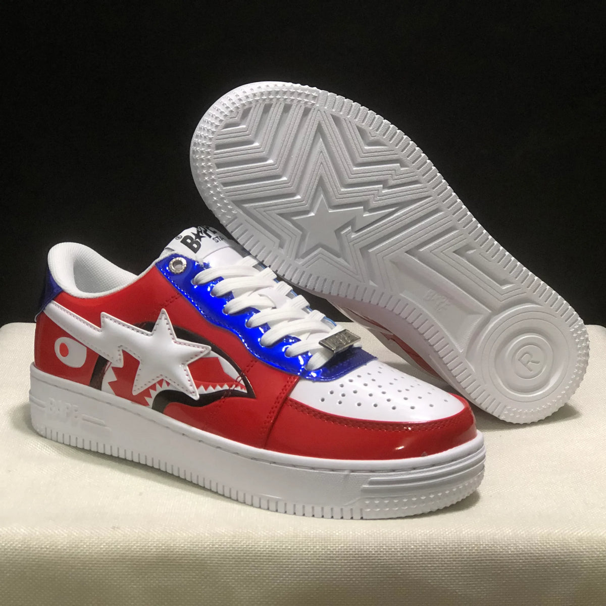A Bathing Ape Bape Sta Low Patent Black Shoes Sneakers - nk0005522 image 5
