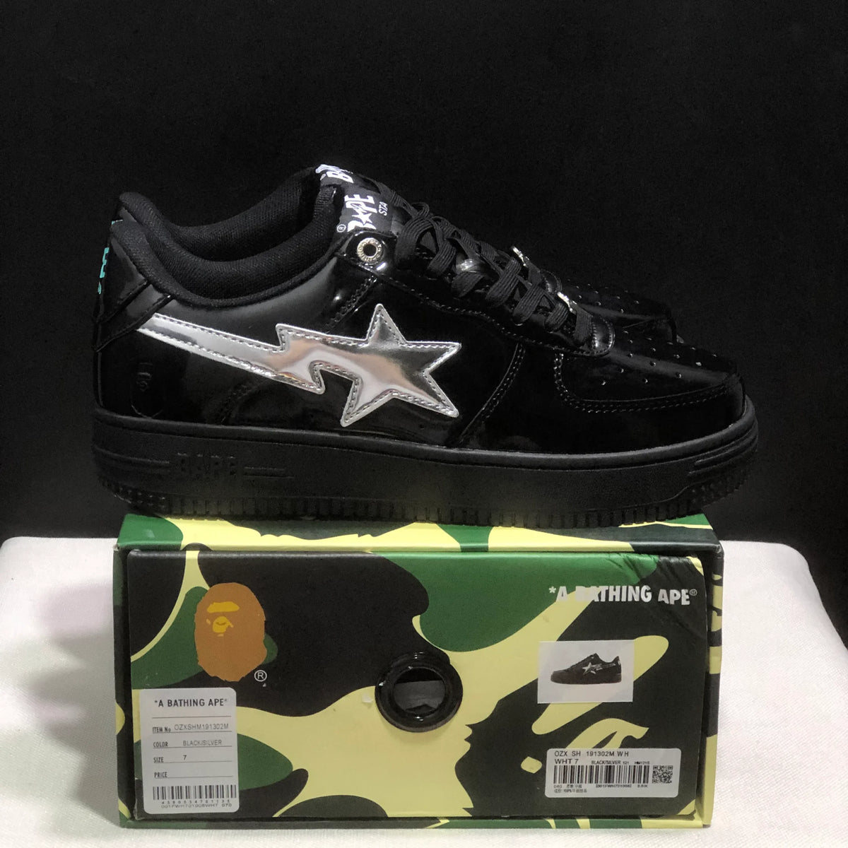A Bathing Ape Bape Sta #2 Black White Shoes Sneakers - nk0005520 image 8