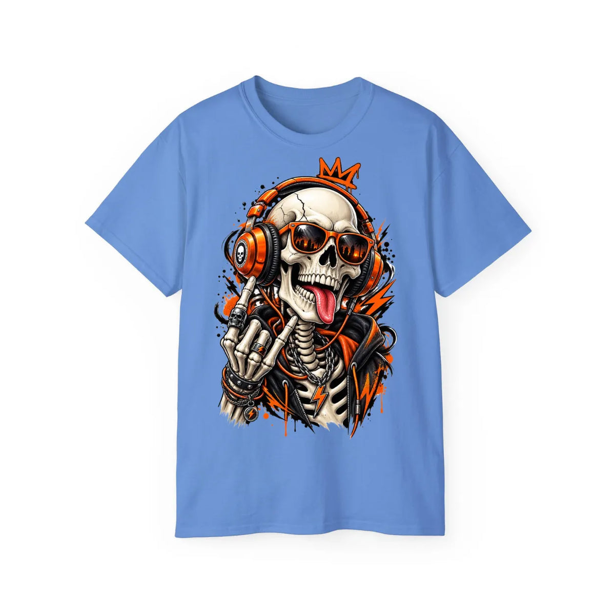 Neon Skull DJ Streetwear T-Shirt – POD0019 image