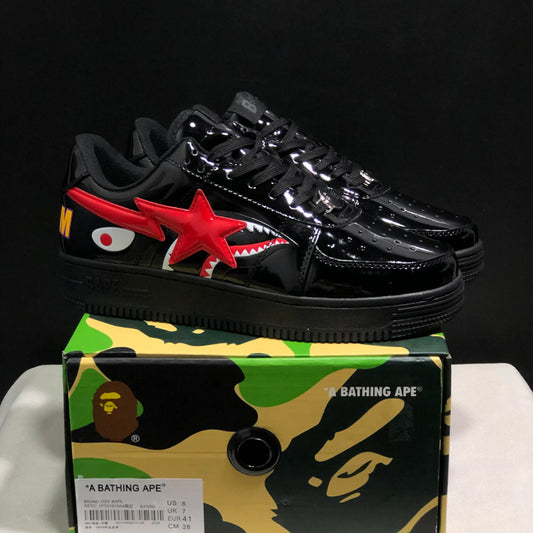 A Bathing Ape Bape Sta Low Shark Black Shoes Sneakers - nk0005517 image 2