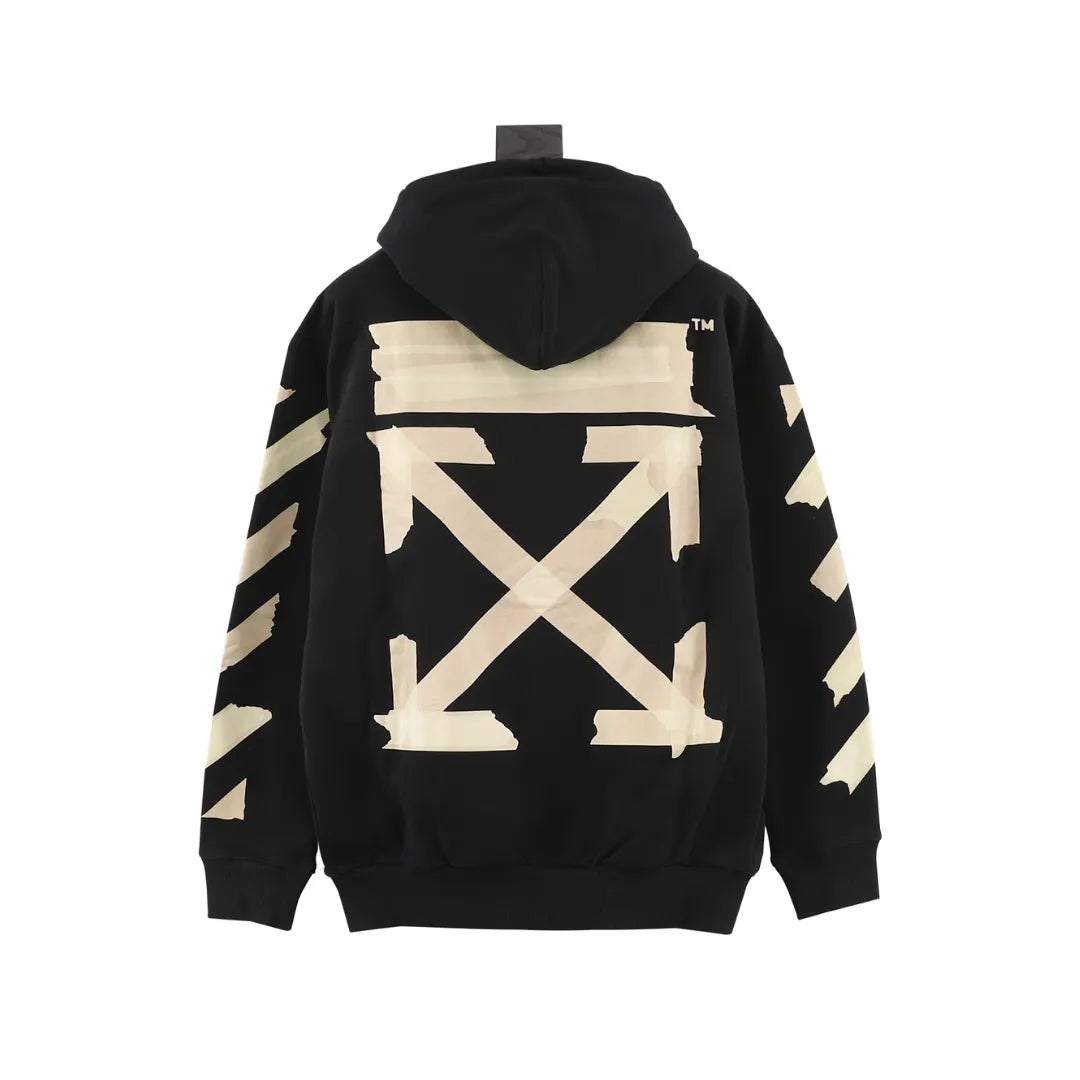 OW Diagonal Tape Arrows Hoodie in Black - 347 - owf0000347 image 1