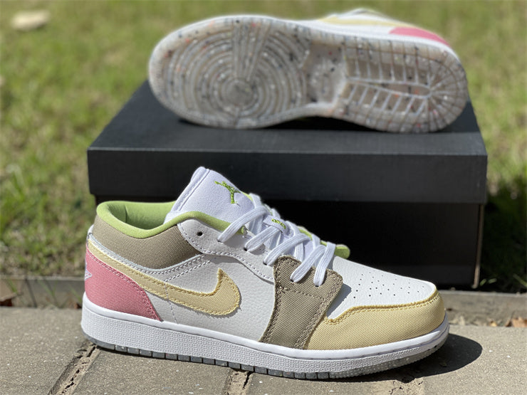 AJ 1 Low Pastel Grind Vivid Green Shoes Sneakers – nk0001987