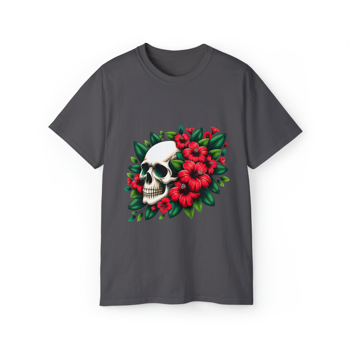 Flower Skull T-Shirt - Charcoal, M image