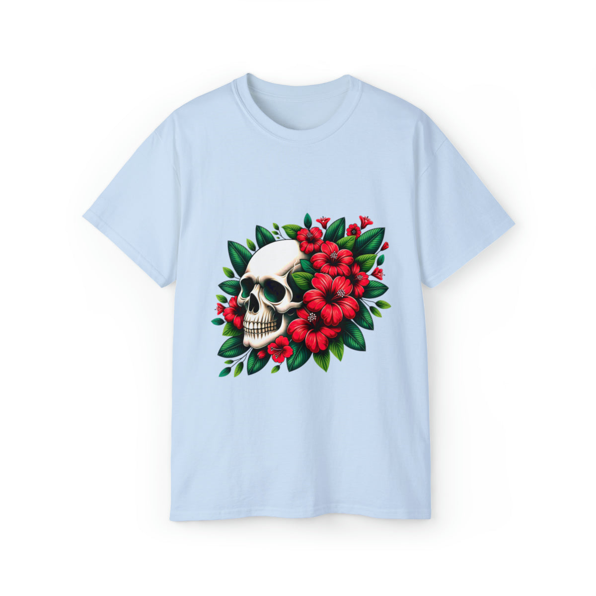 Flower Skull T-Shirt - Light Blue, L image