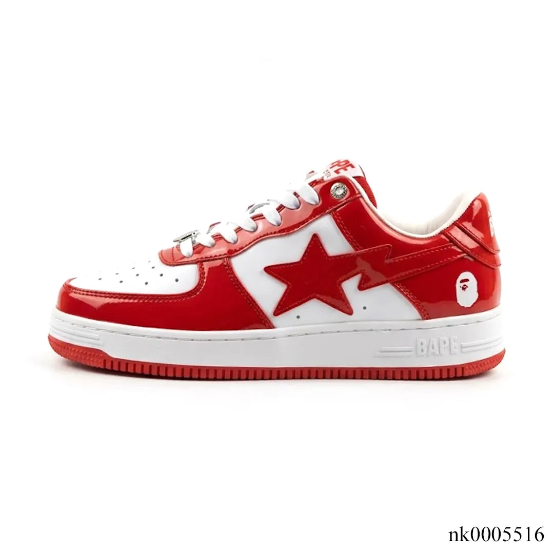 A Bathing Ape Bape Sta Patent Leather White Red (2023) Shoes Sneakers - nk0005516 image 1
