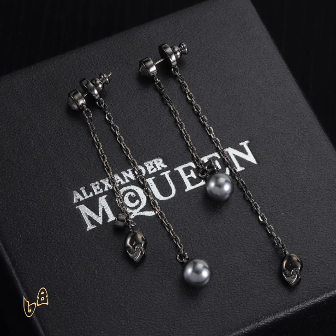 McQueen Silver Chain Skull Drop Earrings – MCQ0022
