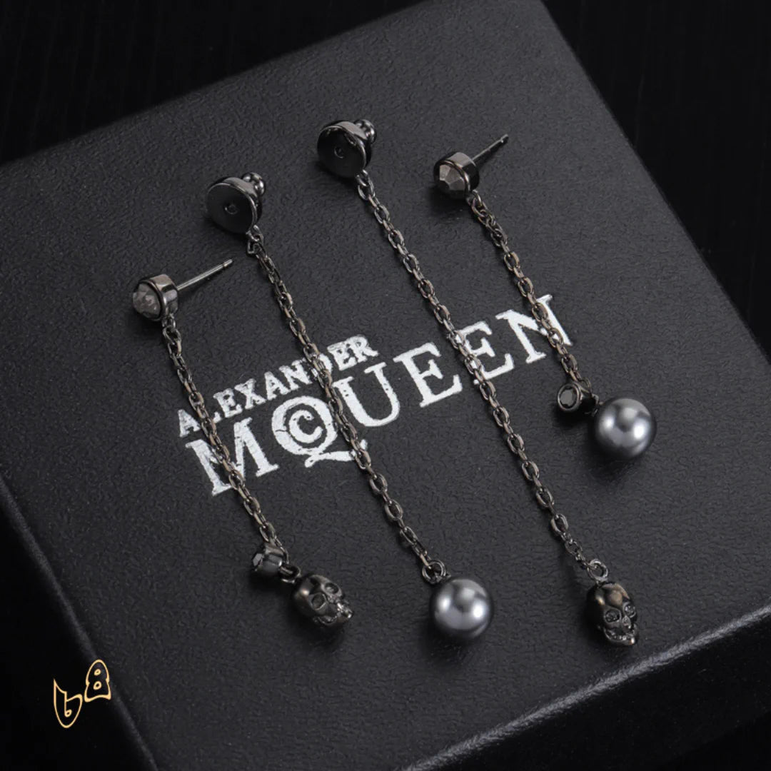 McQueen Silver Chain Skull Drop Earrings – MCQ0022