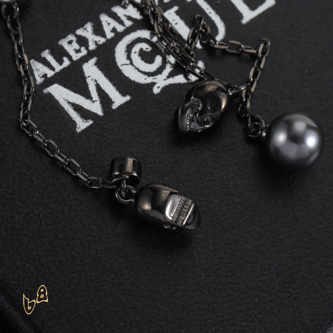 McQueen Silver Chain Skull Drop Earrings – MCQ0022