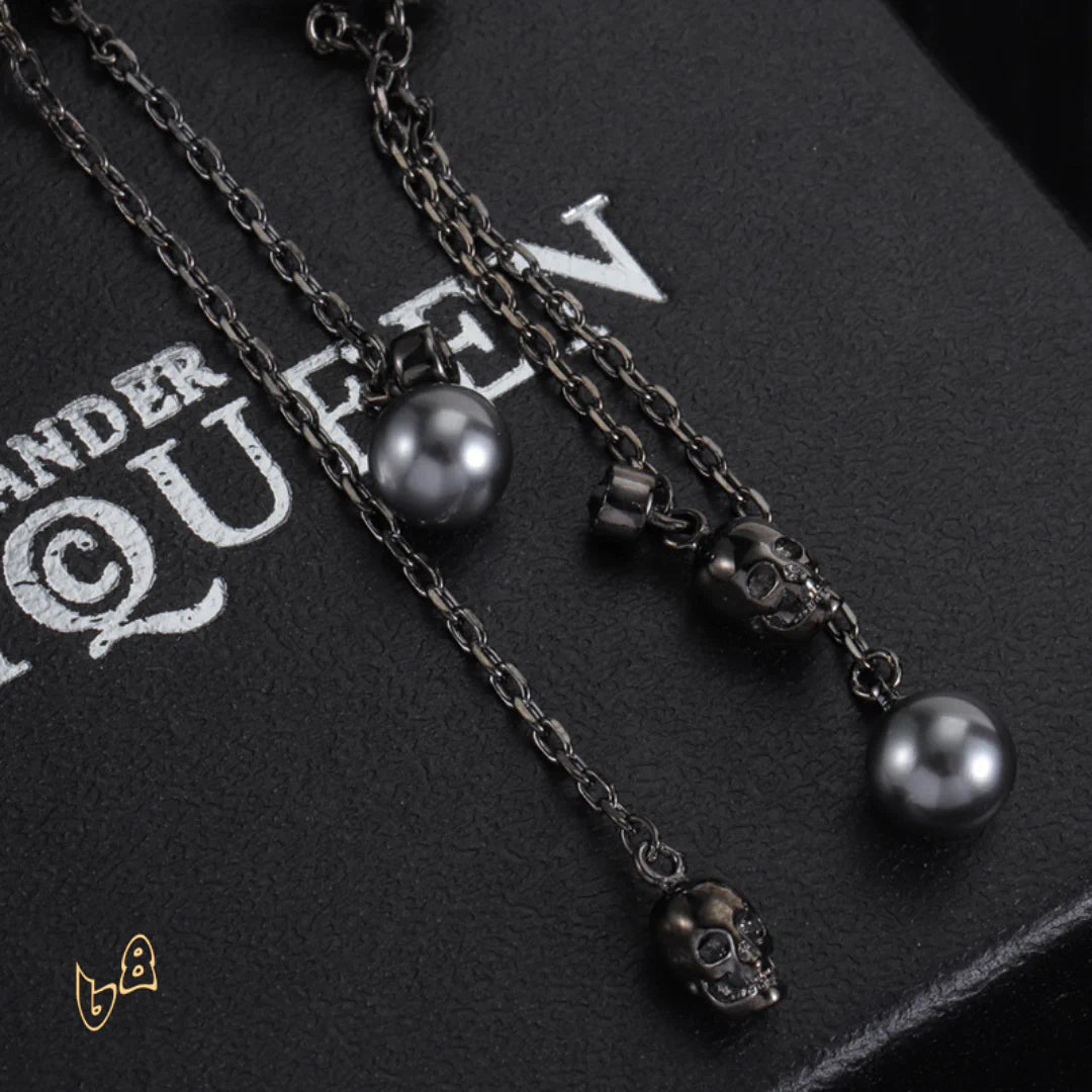McQueen Silver Chain Skull Drop Earrings – MCQ0022