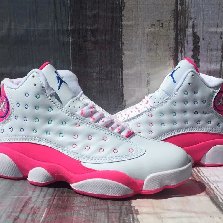 AJ 13 White Pink Blue Shoes Sneakers – nk0001595