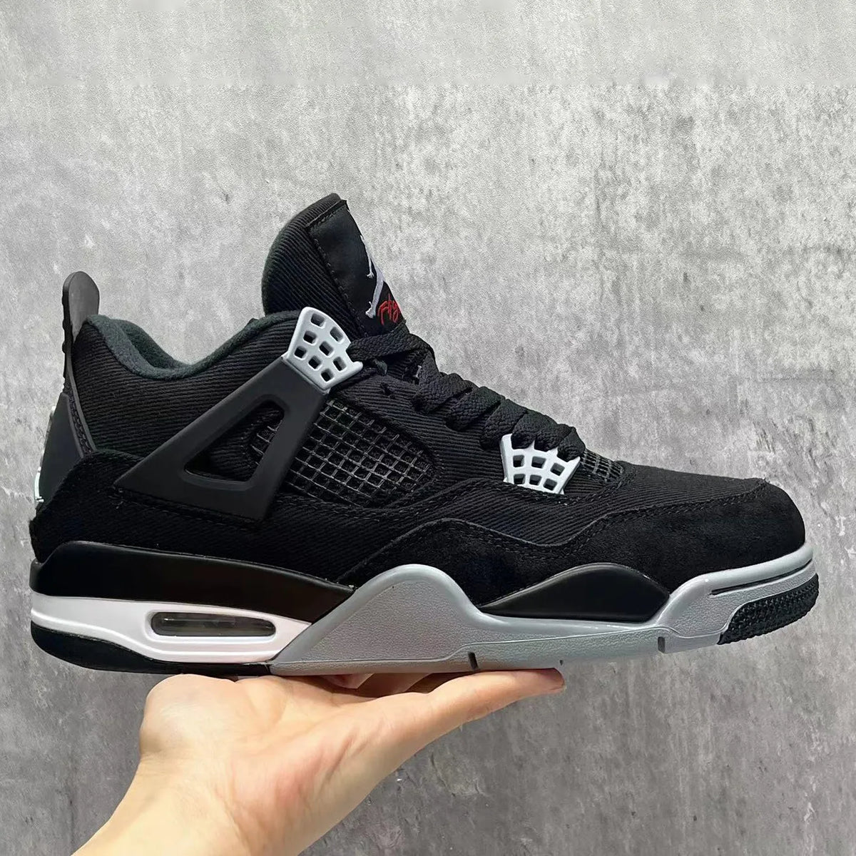 AJ 4 Retro Black Canvas Shoes Sneakers – nk0002275