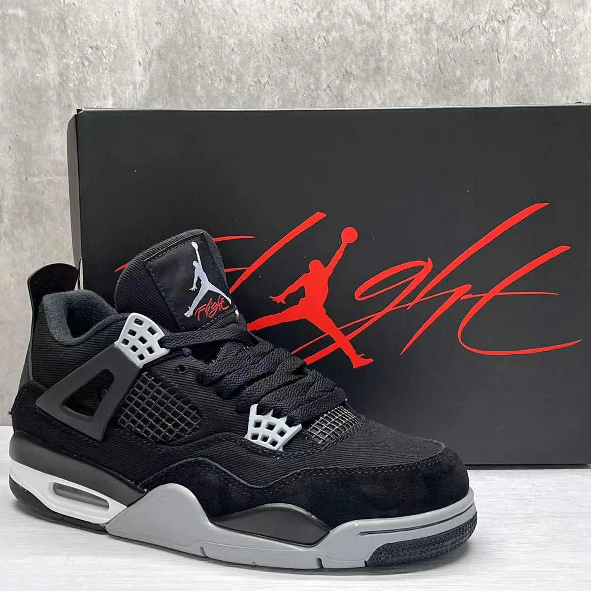 AJ 4 Retro Black Canvas Shoes Sneakers – nk0002275