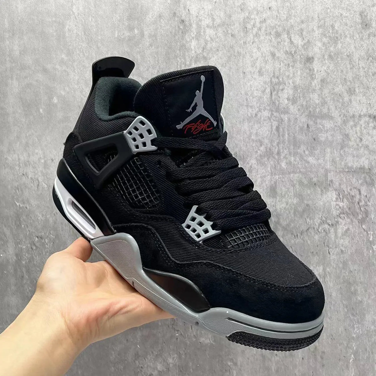 AJ 4 Retro Black Canvas Shoes Sneakers – nk0002275