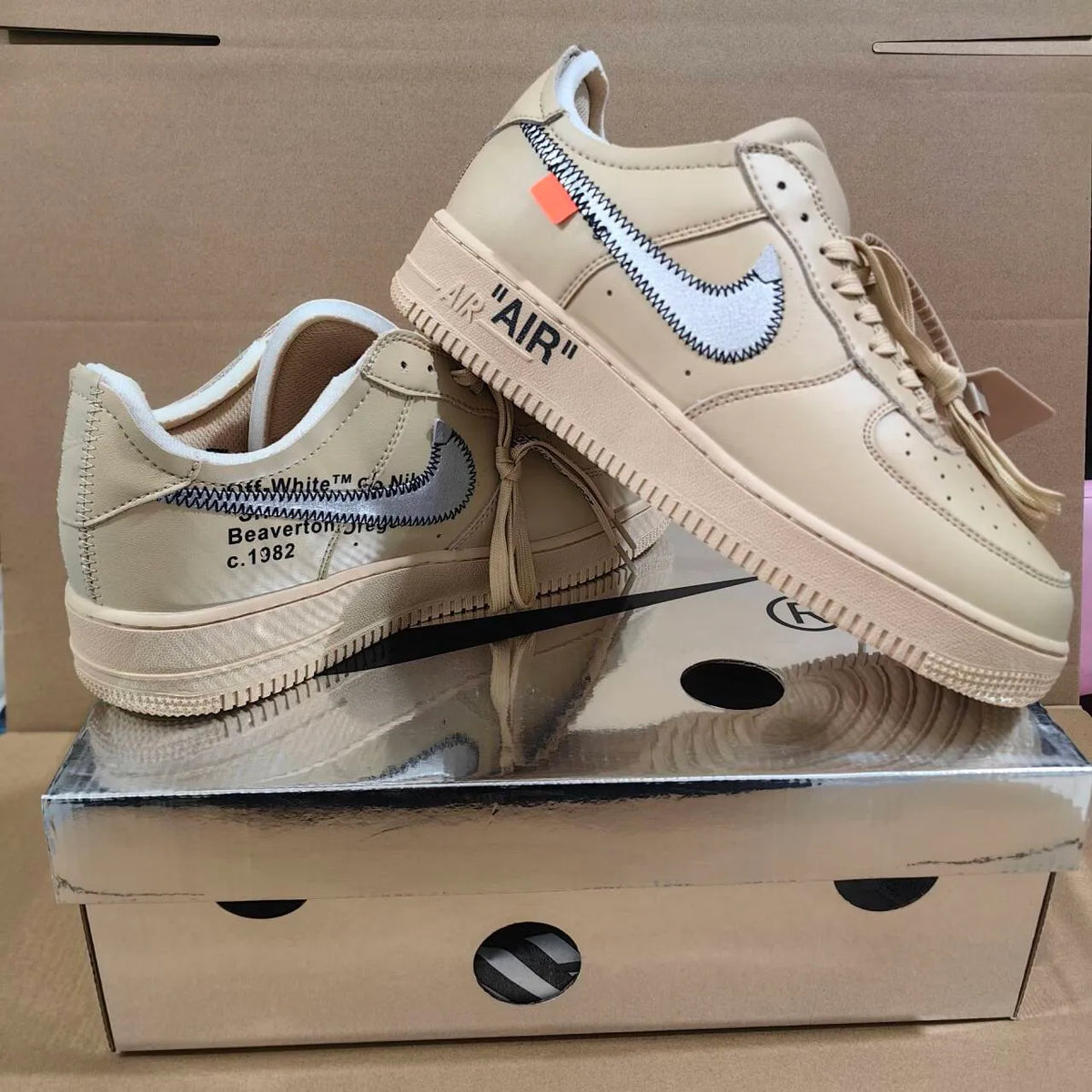 OW x AF 1 Low Sesame Shoes Sneakers – nk0004452