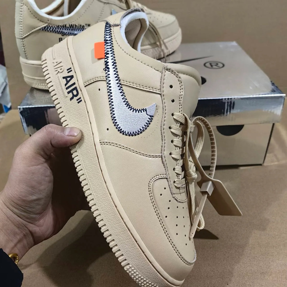OW x AF 1 Low Sesame Shoes Sneakers – nk0004452