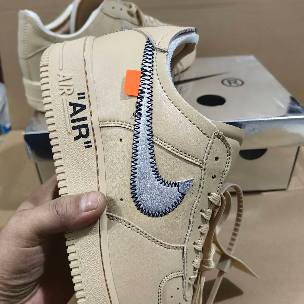 OW x AF 1 Low Sesame Shoes Sneakers – nk0004452