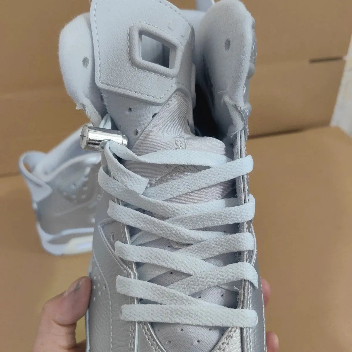 PSG x AJ 6 Metallic Silver Shoes Sneaker – nk0004782