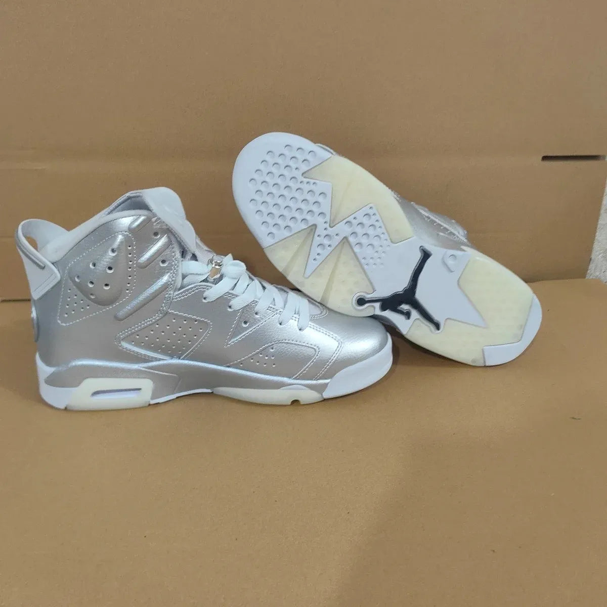 PSG x AJ 6 Metallic Silver Shoes Sneaker – nk0004782