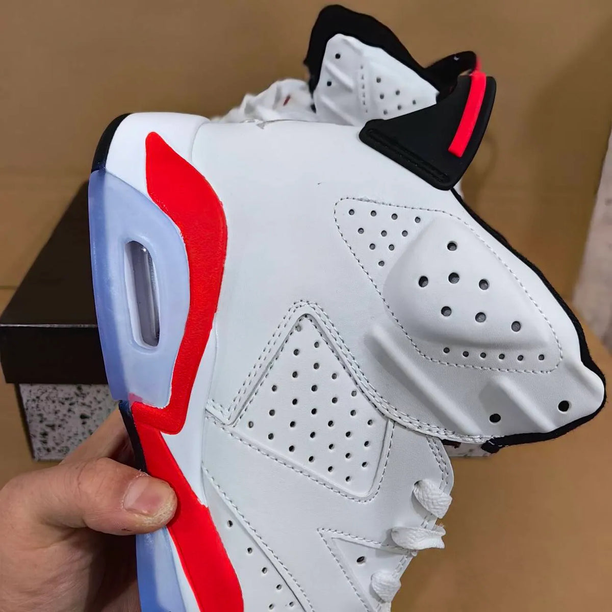 AJ 6 White Infrared Shoes Sneakers- nk0004813