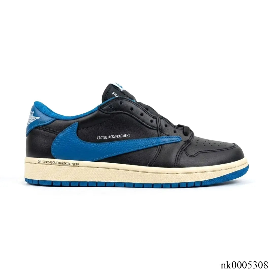Fragment x Travis Scott x AJ 1 Low 3.0 “Black and White Blue” Shoes Sneakers – nk0005308