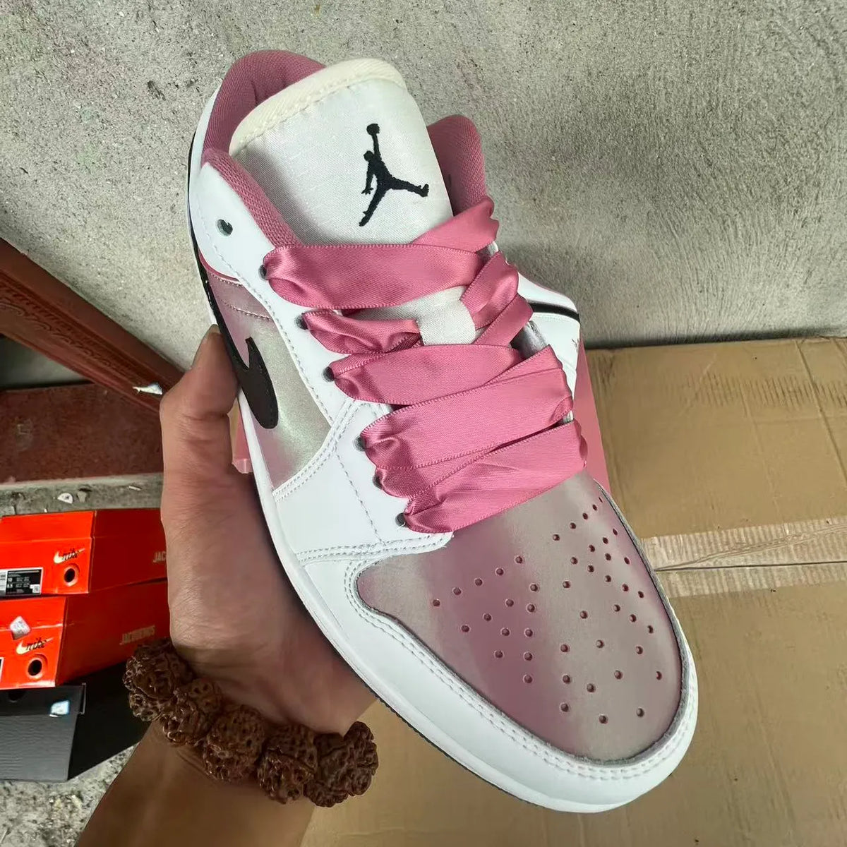 AJ 1 Low SE White Black Desert Berry Shoes Sneakers – nk0005310
