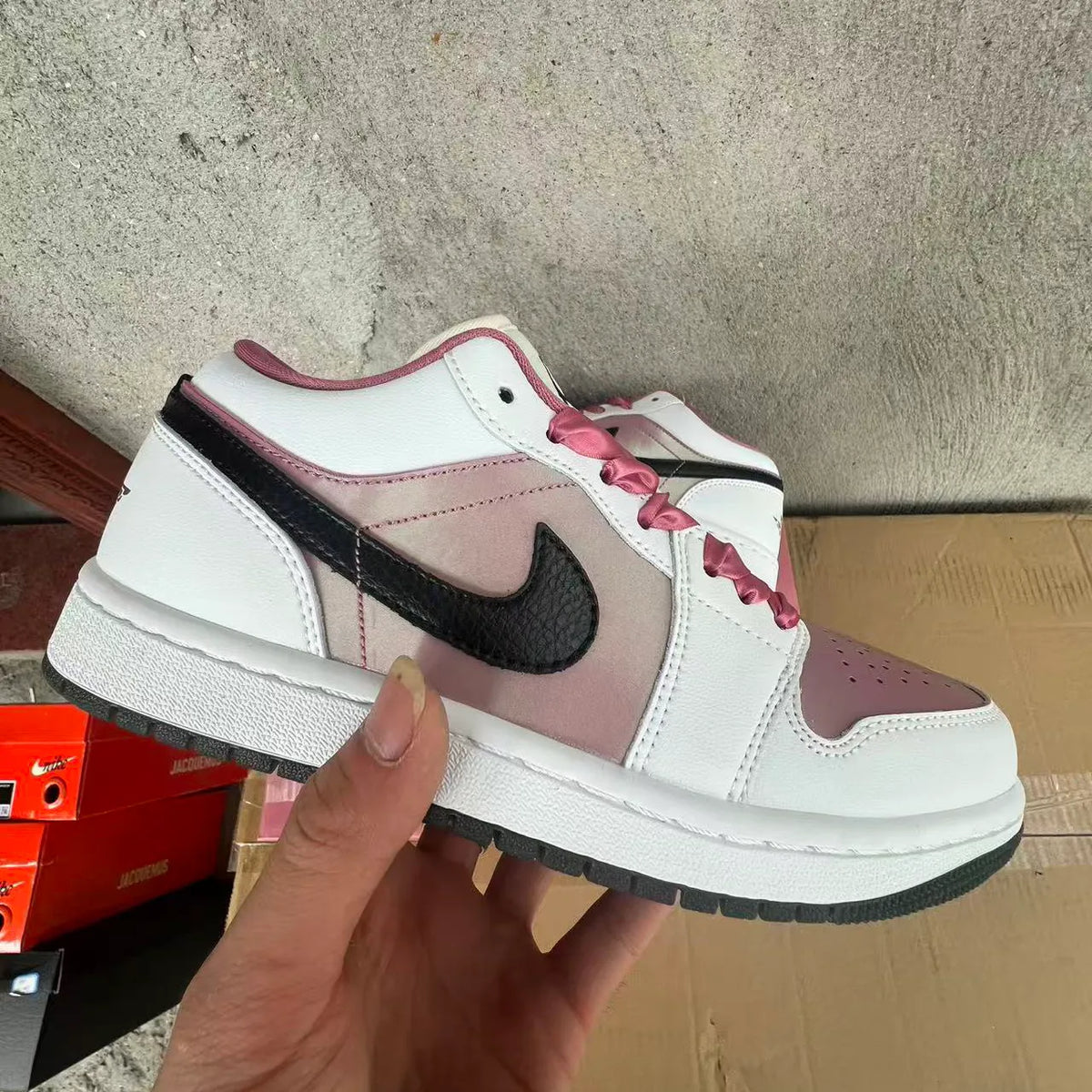 AJ 1 Low SE White Black Desert Berry Shoes Sneakers – nk0005310