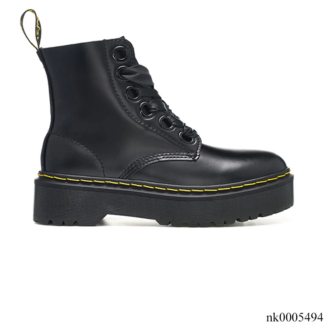 DM Molly Leather Platform Boots in Black Buttero Shoes Sneakers – nk0005494